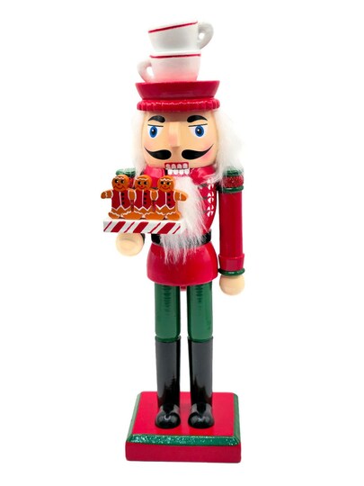 Wizardi; Gingerbread Cookie Tray Christmas Wooden Nutcracker 10 in by Wizardi F07AM9-13-XC4617C; Category:Christmas Nutcrackers; Image:1
